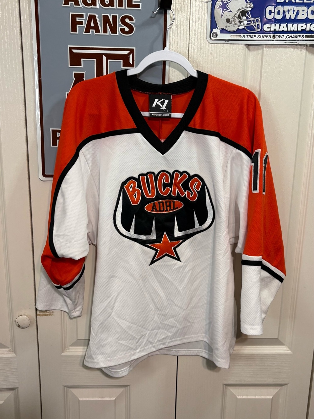 K1 Bucks ADHL kids Hockey Jersey - White & Orange